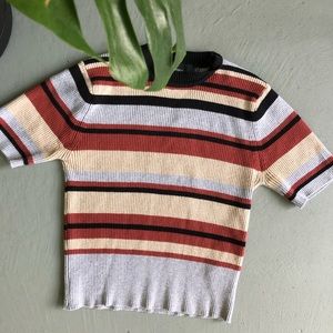 Knit Stretchy MinkPink Collared Crop Top Small